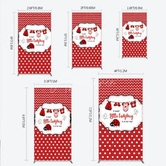 Aperturee - Aperturee Red and White Polka Dot Ladybug Baby Shower Rectangle Backdrop Kit Cute Little Ladybug is on Her Way Party Decor