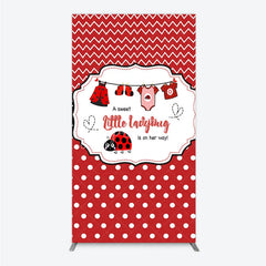 Aperturee - Aperturee Red and White Polka Dot Ladybug Baby Shower Rectangle Backdrop Kit Cute Little Ladybug is on Her Way Party Decor