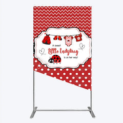 Aperturee - Aperturee Red and White Polka Dot Ladybug Baby Shower Rectangle Backdrop Kit Cute Little Ladybug is on Her Way Party Decor
