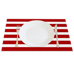 Aperturee - Aperturee Red and White Striped Set of 4 Placemats Checkered Table Mats Patriotic 4th of July Summer Party Decor