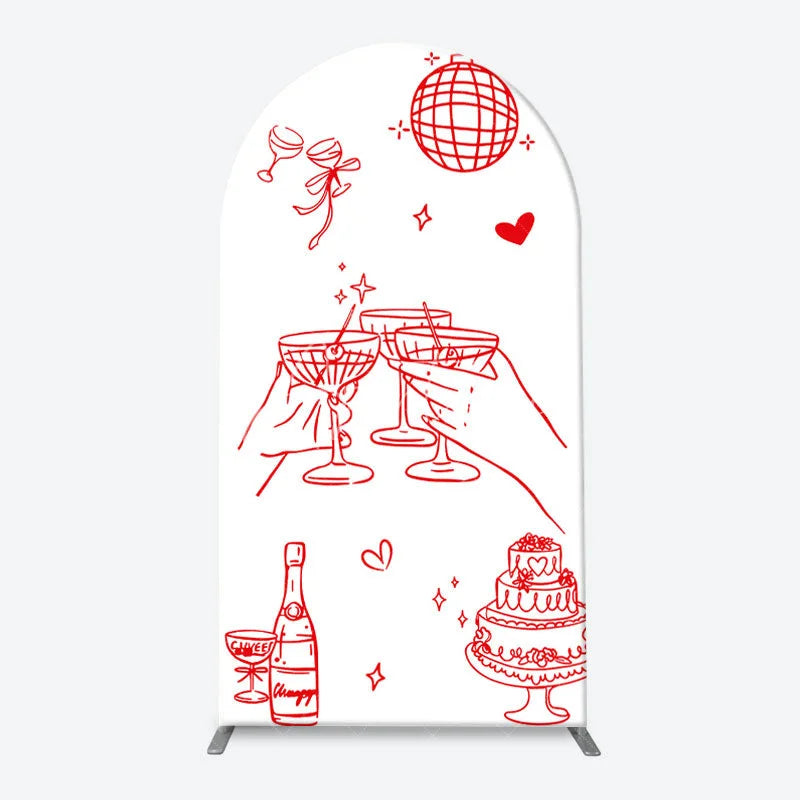 Aperturee - Aperturee Red and White That’s Amore Arch Backdrop Kit Romantic Bridal Shower Celebration Party Decor