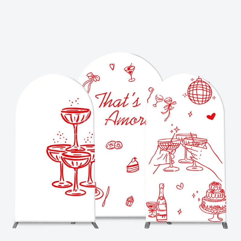 Aperturee - Aperturee Red and White That’s Amore Arch Backdrop Kit Romantic Bridal Shower Celebration Party Decor