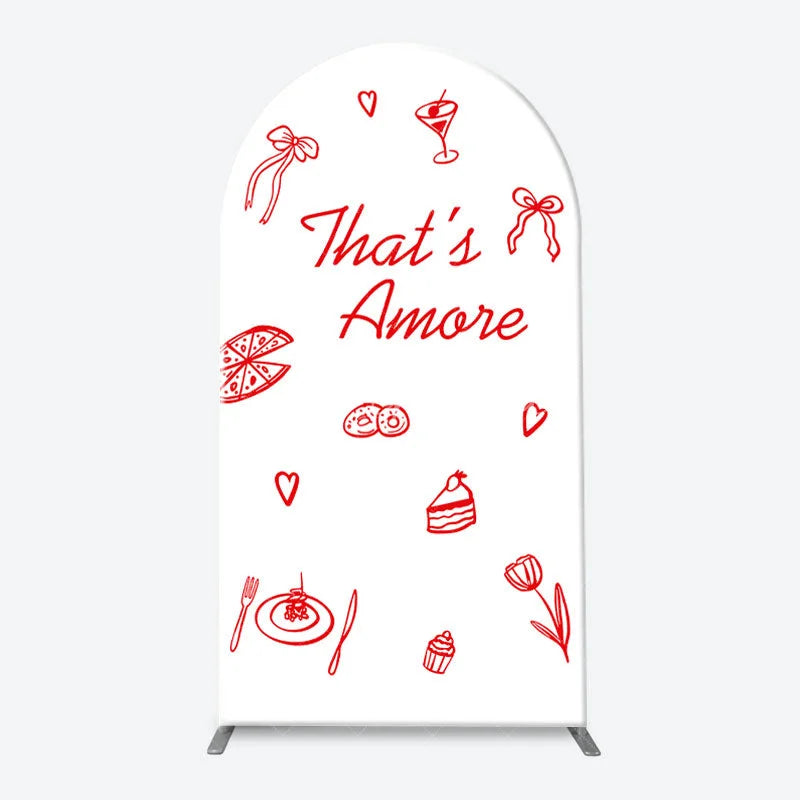 Aperturee - Aperturee Red and White That’s Amore Arch Backdrop Kit Romantic Bridal Shower Celebration Party Decor
