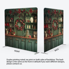 Aperturee - Aperturee Red Bells Green Leaves Kitchen Pillow Cover Backdrop