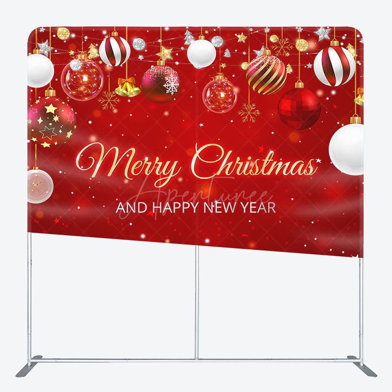Aperturee - Aperturee Red Bells Merry Christmas Double-Sided Backdrop