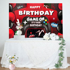 Aperturee - Aperturee Red Black Balloons Game On Its Your Birthday Backdrop
