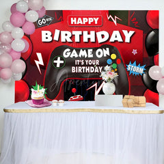 Aperturee - Aperturee Red Black Balloons Game On Its Your Birthday Backdrop