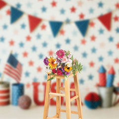 Aperturee - Aperturee Red Blue And White American Flag Cake Smash Backdrop