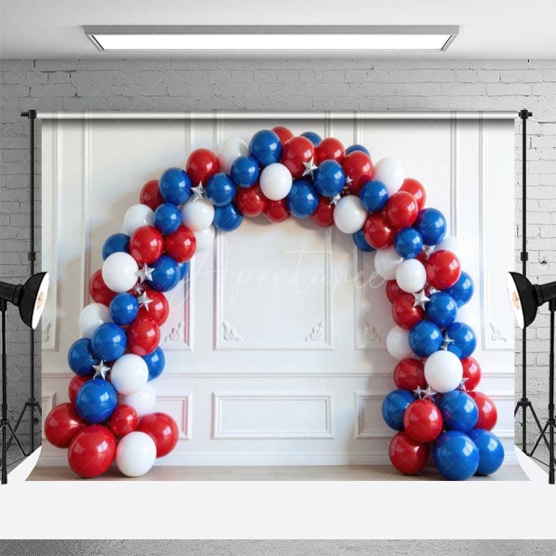 Aperturee - Aperturee Red Blue White Balloon Arch Wall Combo Set Backdrop