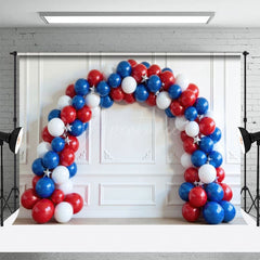 Aperturee - Aperturee Red Blue White Balloon Arch Wall Combo Set Backdrop
