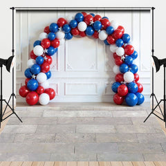 Aperturee - Aperturee Red Blue White Balloon Arch Wall Combo Set Backdrop