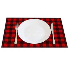 Aperturee - Aperturee Red Buffalo Plaid Set of 4 Placemats Classic Farmhouse Check Rustic Holiday Christmas Table Mats