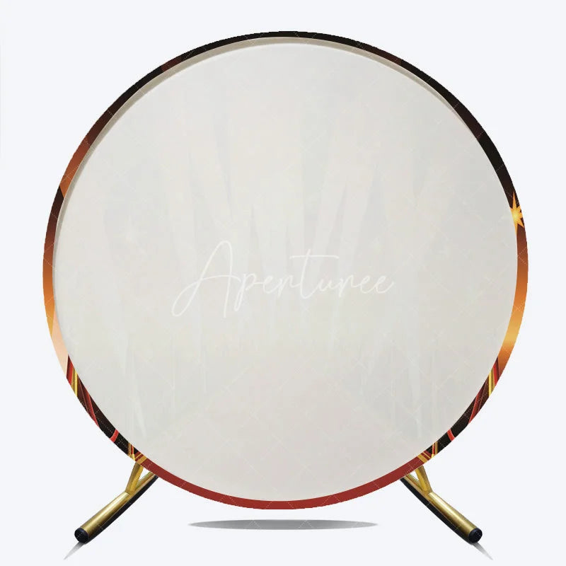 Aperturee - Aperturee Red Carpet Hollywood Round Backdrop VIP Runway with Spotlights and Stars Background Awards Night Birthday Party Decor