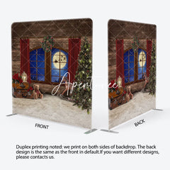 Aperturee - Aperturee Red Curtain Wood Window Double-Sided Square Backdrop