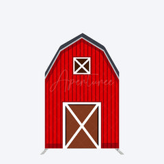 Aperturee - Aperturee Red Farm House Barn Door Arch Backdrop For Birthday
