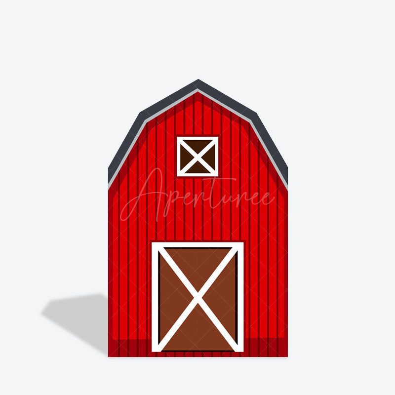 Aperturee - Aperturee Red Farm House Barn Door Arch Backdrop For Birthday