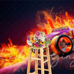 Aperturee - Aperturee Red Fiery Hot Wheels Sports Photography Backdrop