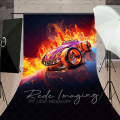 Aperturee - Aperturee Red Fiery Hot Wheels Sports Sweep Photo Backdrop