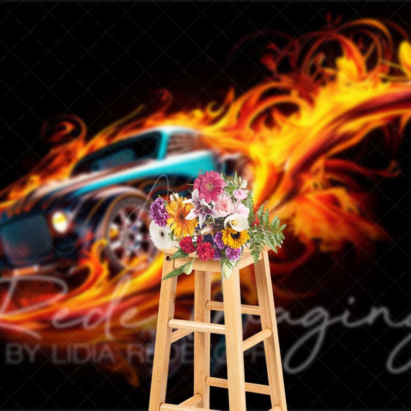Aperturee - Aperturee Red Fiery Need For Speed Sport Photography Backdrop