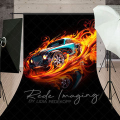 Aperturee - Aperturee Red Fiery Need For Speed Sport Sweep Photo Backdrop