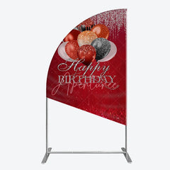 Aperturee - Aperturee Red Glitter Happy Birthday Balloons Half Moon Arch Backdrop Elegant Celebration Party Decor for Photography.