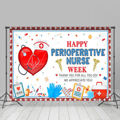 Aperturee - Aperturee Red Glitter Happy Perioperative Nurse Week Backdrop