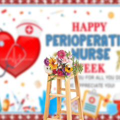Aperturee - Aperturee Red Glitter Happy Perioperative Nurse Week Backdrop