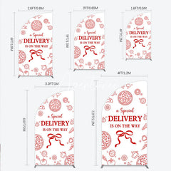 Aperturee - Aperturee Red Line Art Pizza and Ingredients Special Delivery Half Moon Arch Backdrop Baby Shower Birthday Party Decor