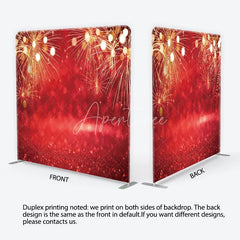 Aperturee - Aperturee Red New Year Tension Fabric Backdrop Golden Festive Sparks Bokeh Background Celebration Party Photography Decoration