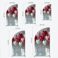 Aperturee - Aperturee Red Pink and White Heart Balloons Half Moon Arch Backdrop Romantic Valentine’s Day Decor