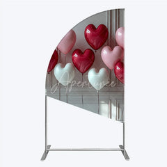 Aperturee - Aperturee Red Pink and White Heart Balloons Half Moon Arch Backdrop Romantic Valentine’s Day Decor