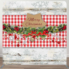 Aperturee - Aperturee Red Plaid Jingle Bells Christmas Pillow Case Backdrop