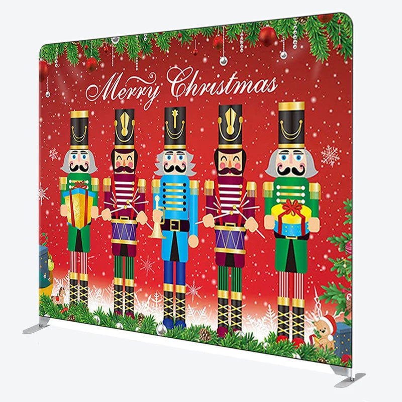 Aperturee - Aperturee Red Puppet Gift Snow Merry Christmas Backdrop Cover