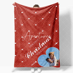 Aperturee - Aperturee Red Rhombus Christmas Custom Name Photo Blanket