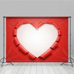 Aperturee - Aperturee Red Ripped Paper Heart Backdrop White Space Love Concept Background Creative Valentine Day Photography Prop