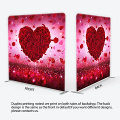Aperturee - Aperturee Red Rose Heart Glitter Valentine’s Day Square Double-Sided Backdrop Romantic Love Celebration Decor