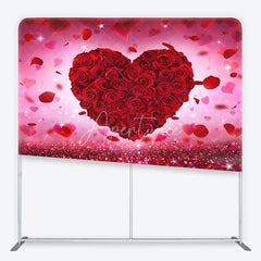 Aperturee - Aperturee Red Rose Heart Glitter Valentine’s Day Square Double-Sided Backdrop Romantic Love Celebration Decor