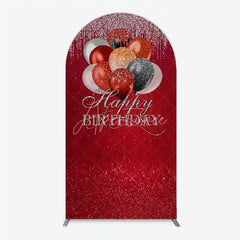Aperturee - Aperturee Red Silver Black Copper Glitter Balloons Round Top Arch Backdrop Elegant Happy Birthday Party Decor