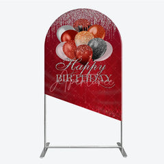 Aperturee - Aperturee Red Silver Black Copper Glitter Balloons Round Top Arch Backdrop Elegant Happy Birthday Party Decor