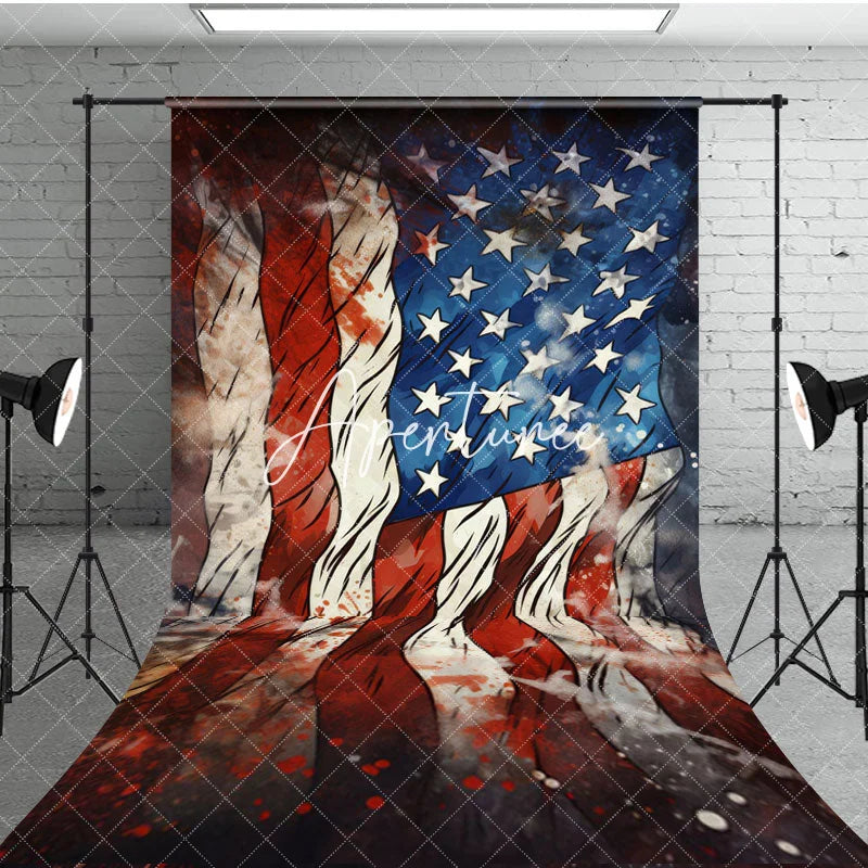 Aperturee - Aperturee Red Spot American Flag Independence Day Sweep Backdrop