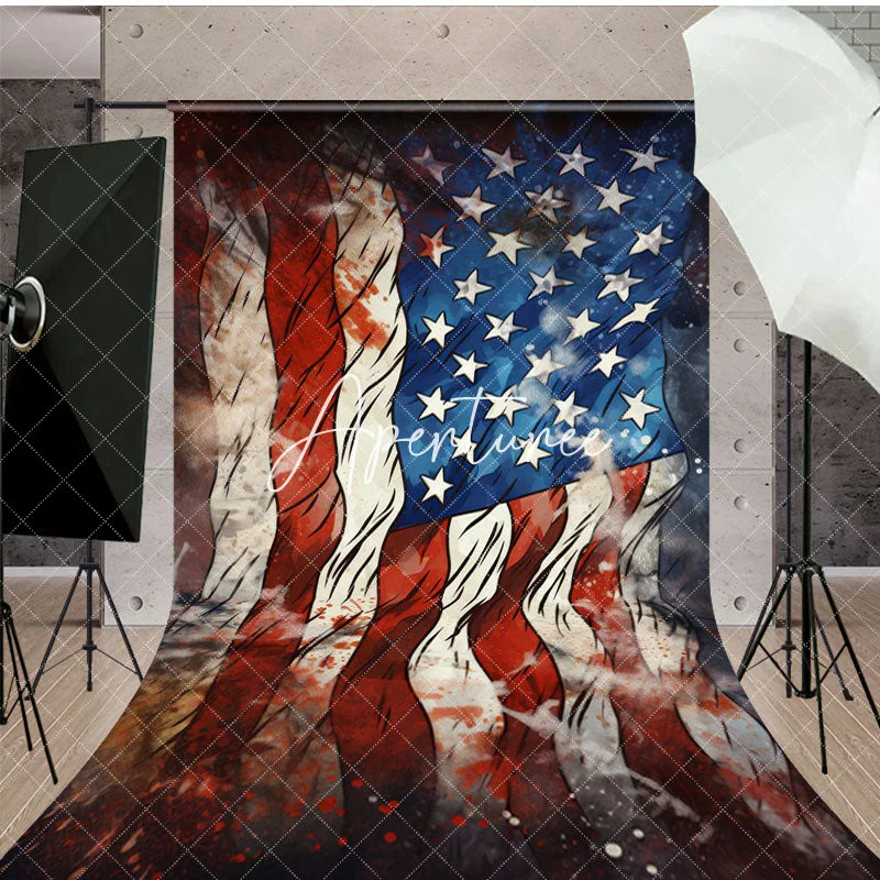 Aperturee - Aperturee Red Spot American Flag Independence Day Sweep Backdrop