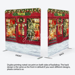 Aperturee - Aperturee Red Toy Store Christmas Double-Sided Square Backdrop