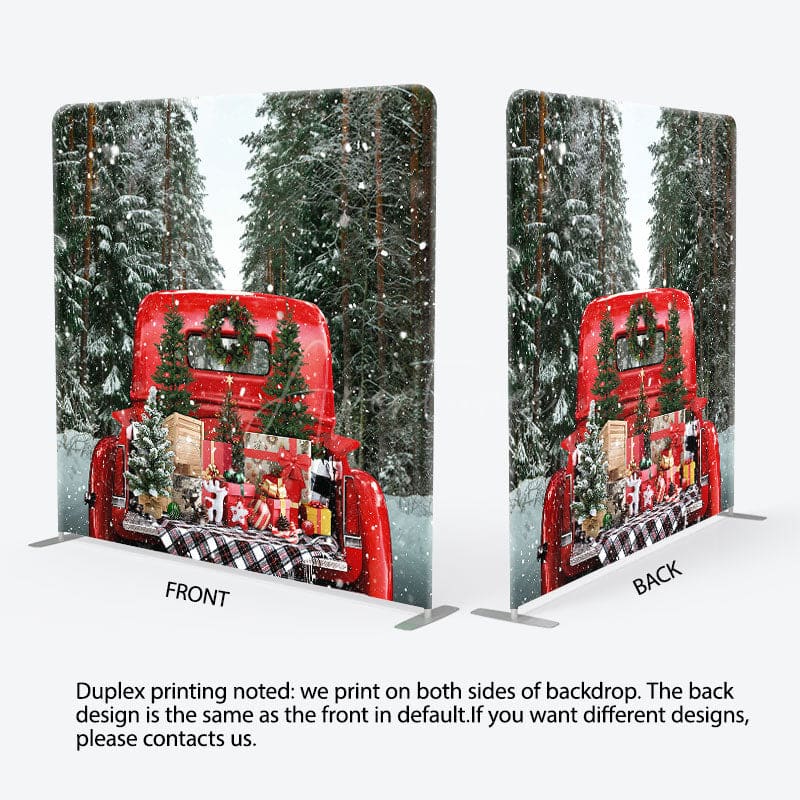 Aperturee - Aperturee Red Truck Presents Christmas Pillow Case Backdrop