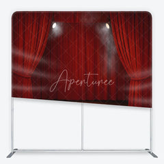 Aperturee - Aperturee Red Velvet Theater Stage Square Double-Sided Backdrop Dramatic Spotlights and Wooden Floor for Events