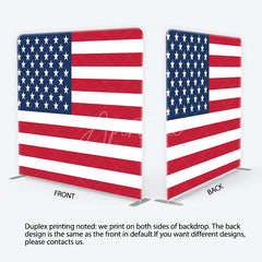 Aperturee - Aperturee Red White and Blue American Flag Square Double-Sided Backdrop Patriotic 4th of July Party Decor