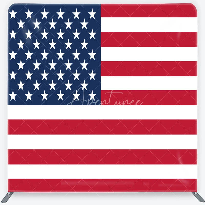 Aperturee - Aperturee Red White and Blue American Flag Square Double-Sided Backdrop Patriotic 4th of July Party Decor