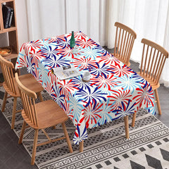 Aperturee - Aperturee Red White and Blue Firework Burst Rectangle Tablecloth Festive Patriotic Party Decor