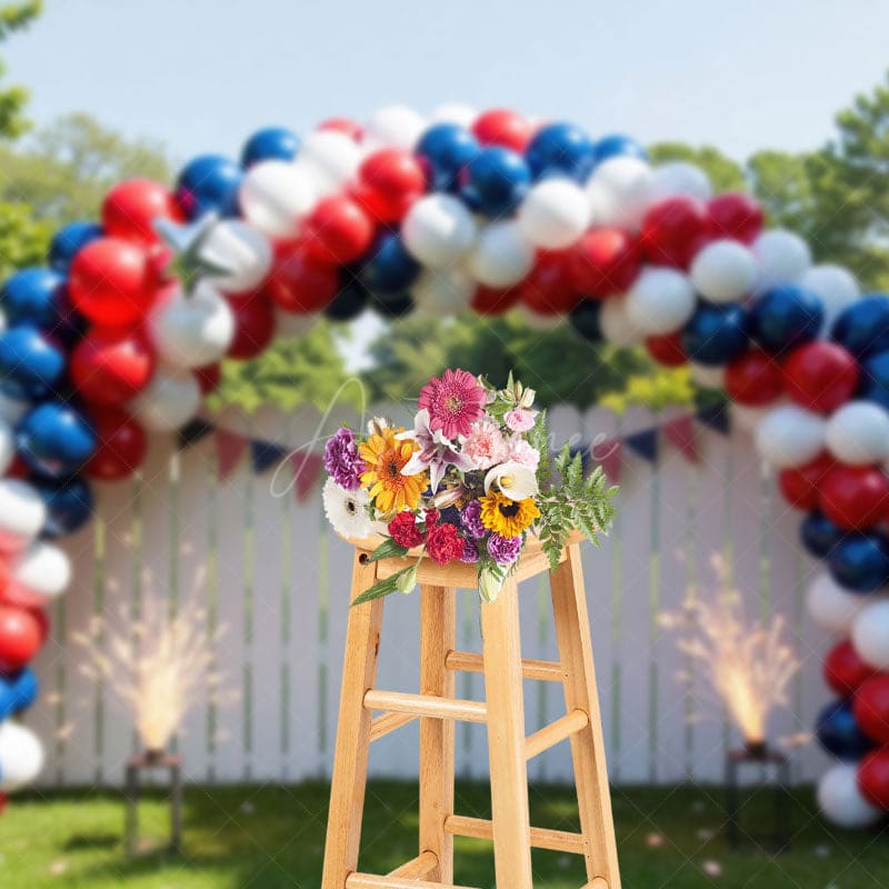 Aperturee - Aperturee Red White And Shiny Celebration Cake Smash Backdrop