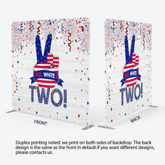 Aperturee - Aperturee Red White And Two Birthday Square Tension Backdrop