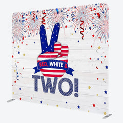 Aperturee - Aperturee Red White And Two Birthday Square Tension Backdrop